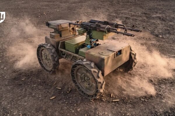 ‎Ukraine tests Battle-ready ground Robot vehicles armed with twin Kalashnikov rifles