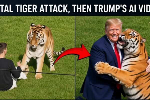 Trump Facing Serious BACKLASH after posting AI Generated Video of him playing with a Leopard following Ex-Celebrity Death